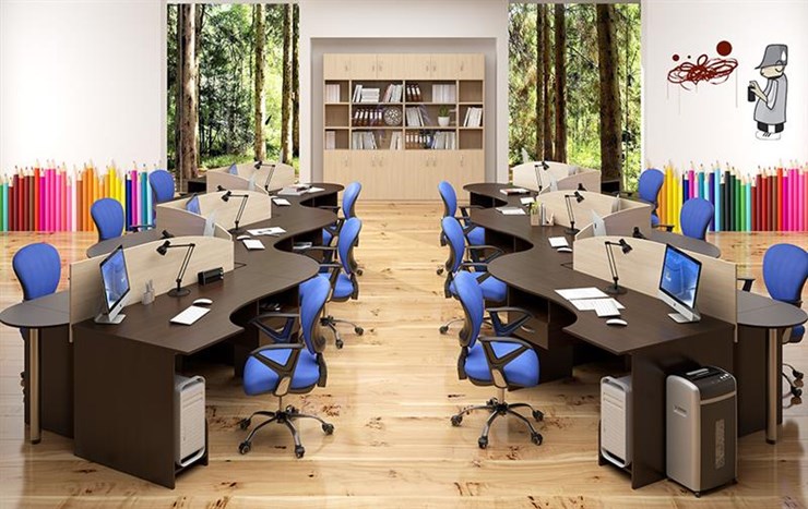 Комплект офисной мебели SIMPLE с эргономичными столами и тумбами в Югорске - изображение 4